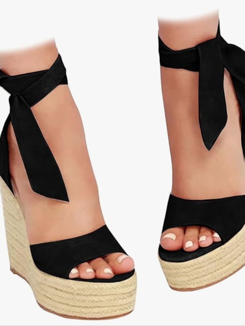 Womens Wedges Sandals Heels Open Toe Tie Lace Up Platform Ankle Strap